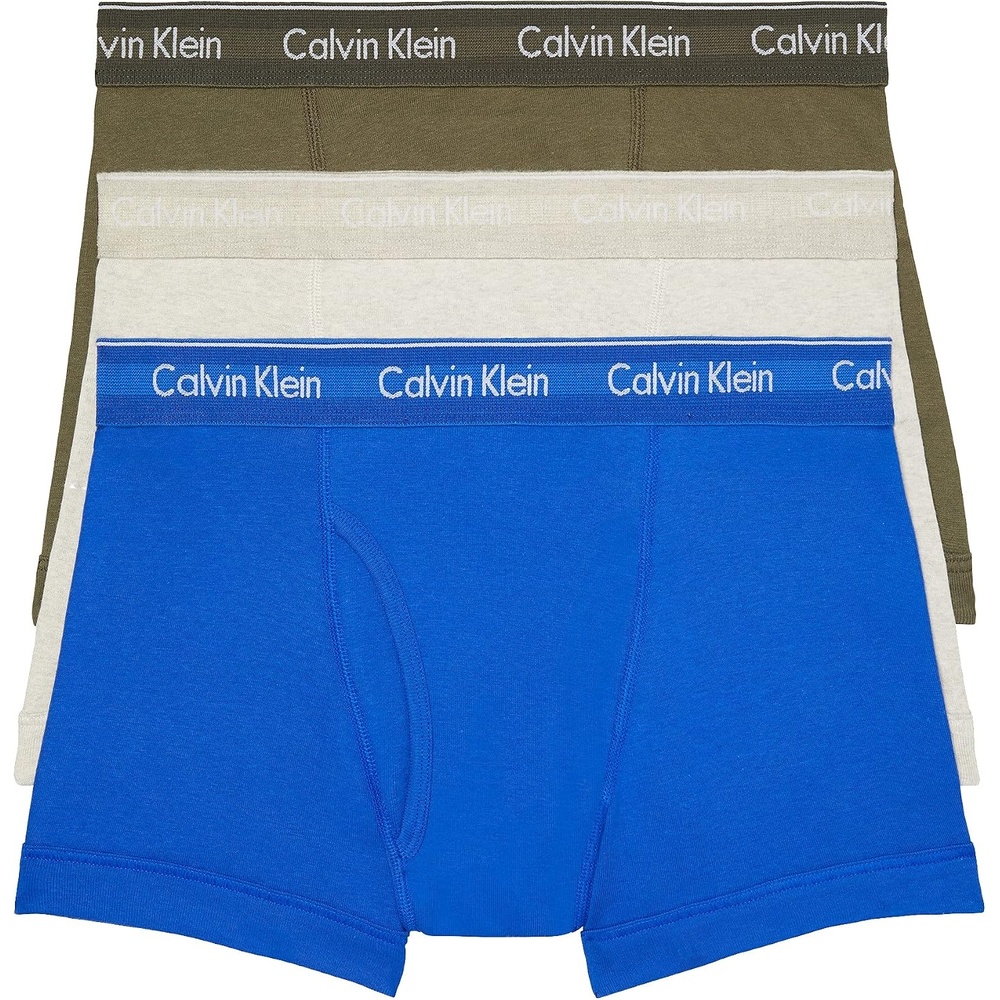 image:imageCalvin Klein Mens Cotton Classics 3pack TrunkRoyalty  Army Green  Flaz Heather