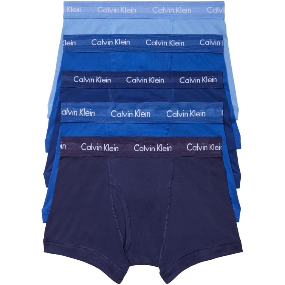 image:imageCalvin Klein Mens Cotton Classics 5Pack Trunk2 Mazarine Blue 1 Periwinkle 1 Dark Knight 1 Evening Blue