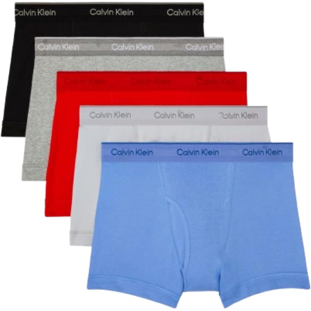 image:imageCalvin Klein Mens Cotton Classics 5Pack TrunkBlack Glacier Grey Heather Molten Micro Chip