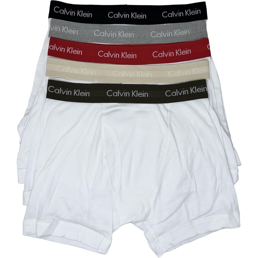 image:imageCalvin Klein Mens Cotton Classics 5Pack TrunkWhite Bodies W Black  Grey Heather  Exact  Tapioca  Olive