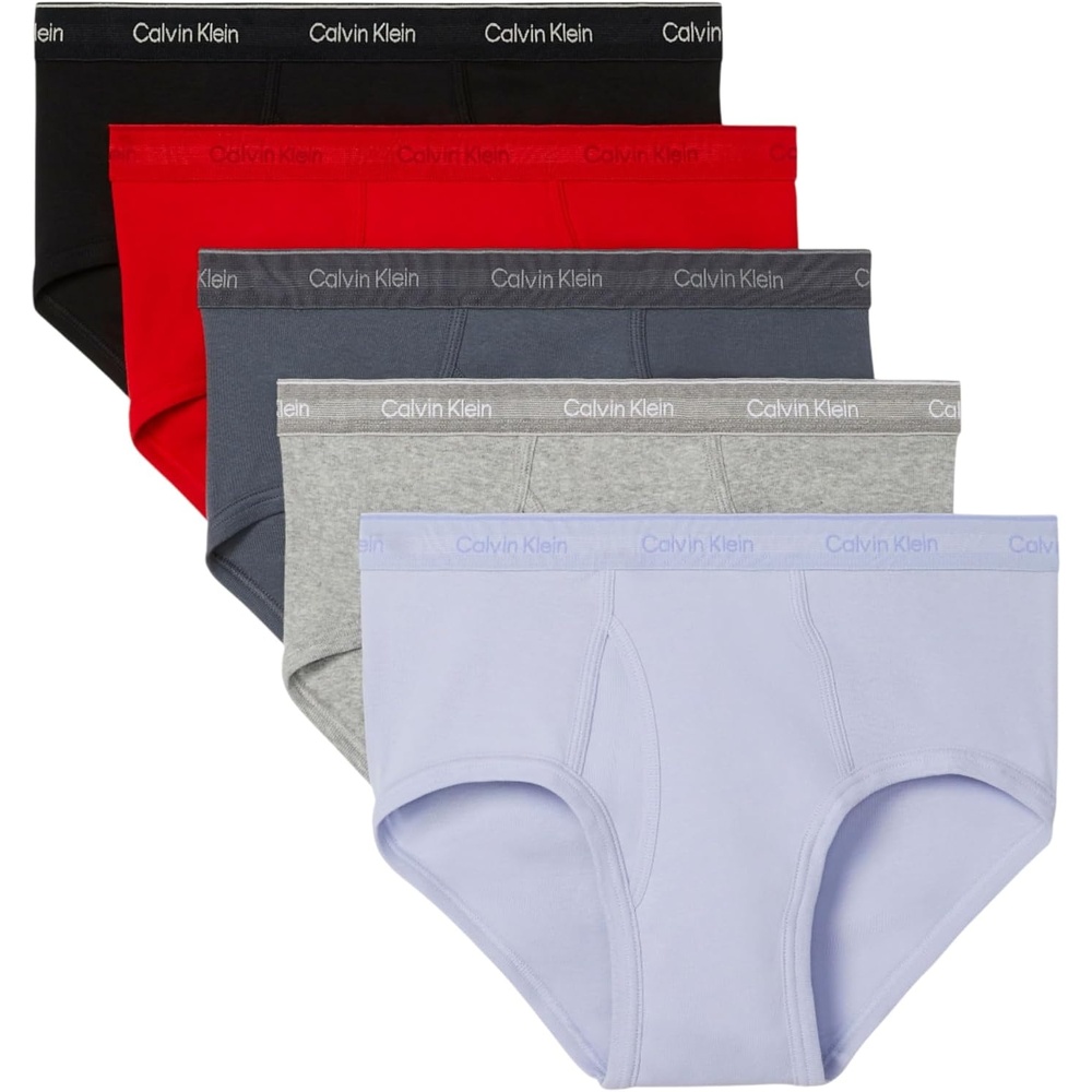 image:imageCalvin Klein Mens Cotton Classics 5pack BriefBlack  Turbulence  Adrenaline Rush  Grey Heather  Casual Blue