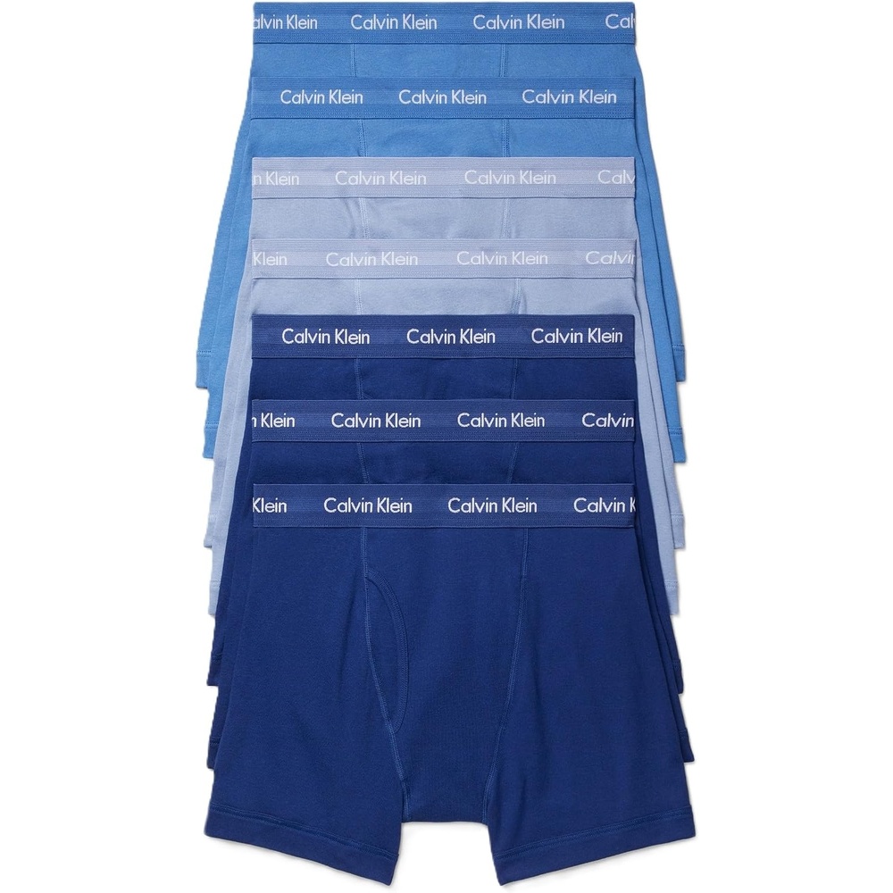 image:imageCalvin Klein Mens Cotton Classics 7Pack Boxer Brief3 Blue Depths  2 Boardwalk Blue  2 Water Reflection