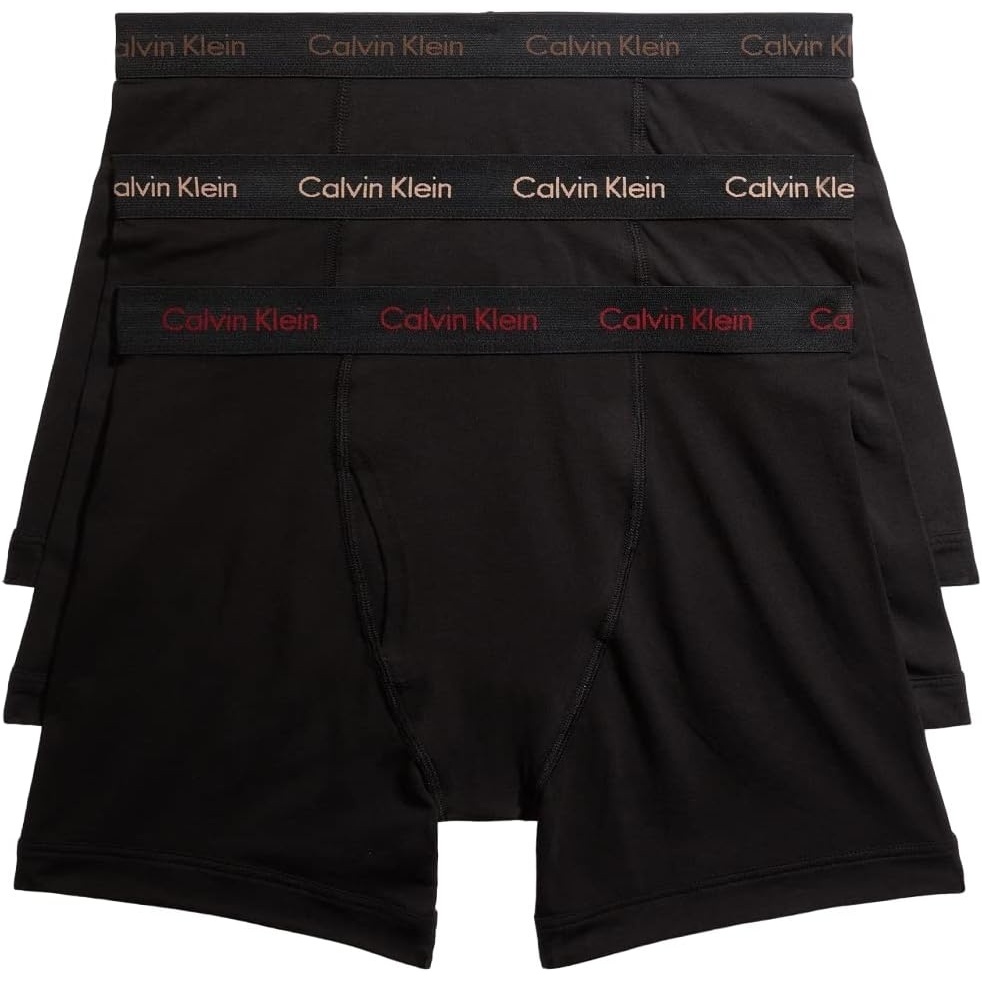 image:imageCalvin Klein Mens Cotton Stretch 3Pack Boxer BriefBlack Bodies W Olive  Gentle  Red Carpet Logos