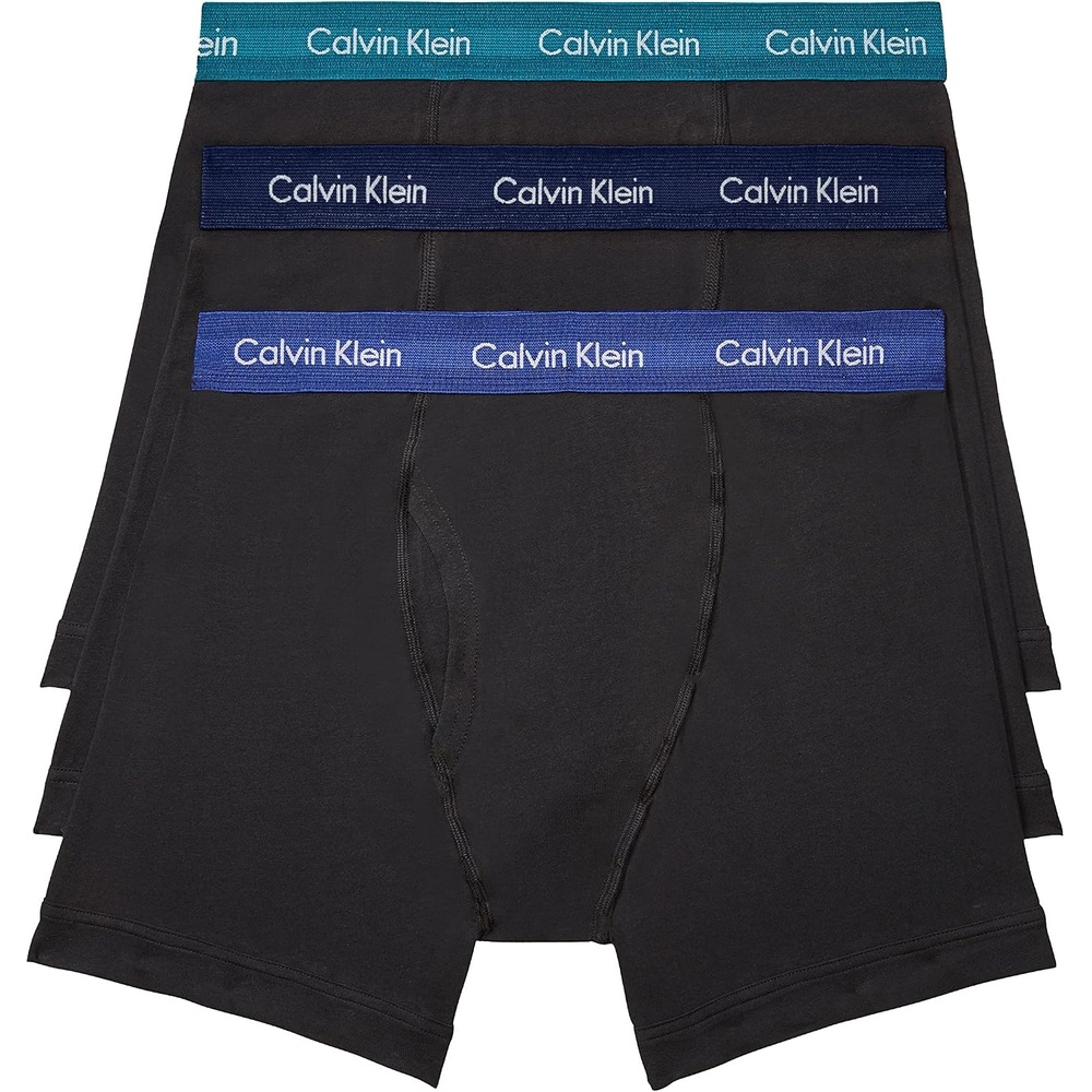 image:imageCalvin Klein Mens Cotton Stretch 3Pack Boxer BriefBlack Bodies W Shoreline Clay Travertine
