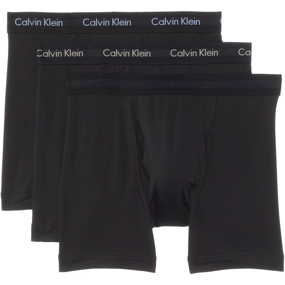 image:imageCalvin Klein Mens Cotton Stretch 3Pack Boxer BriefBlack W New Navy Vintage Khaki Troposphere Logos