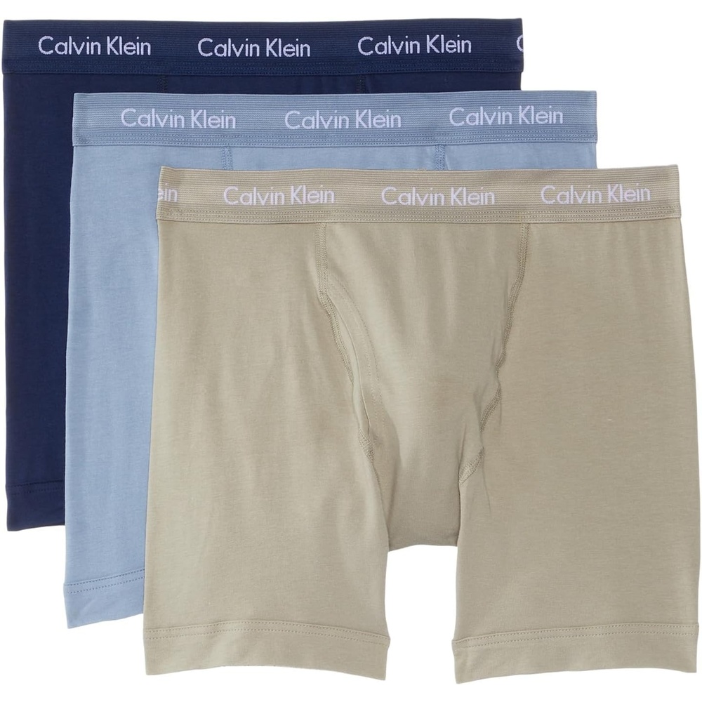 image:imageCalvin Klein Mens Cotton Stretch 3Pack Boxer BriefNew Navy  Vintage Khaki  Troposphere