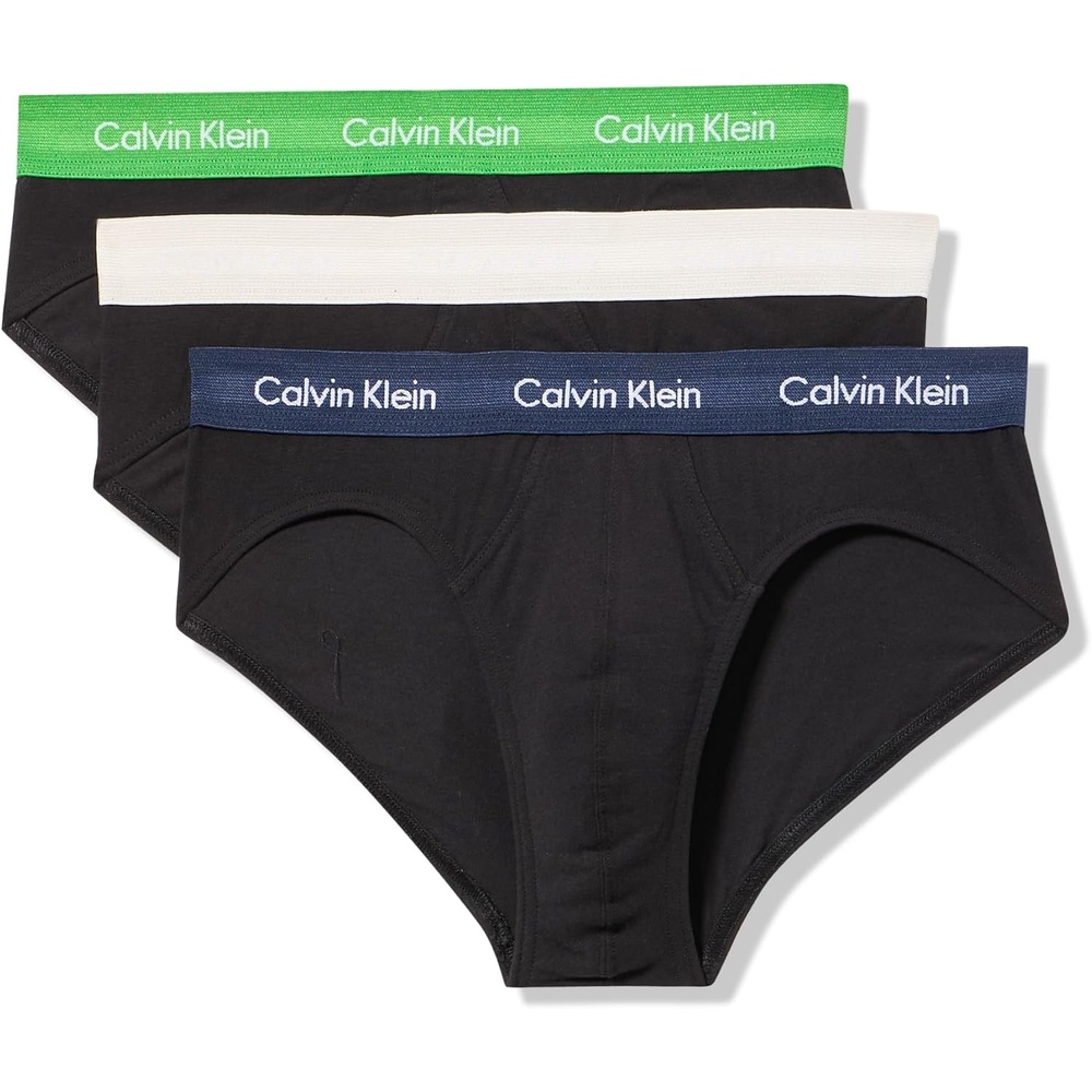 image:imageCalvin Klein Mens Cotton Stretch 3Pack BriefBlack Bodies W Blue Shadow  Supreme Green  Chalk Wbs