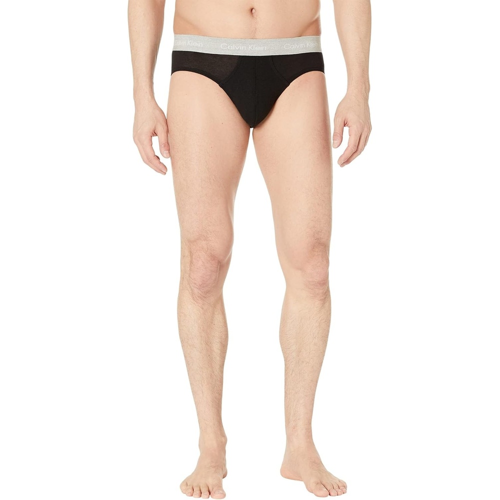image:imageCalvin Klein Mens Cotton Stretch 3Pack BriefBlack Bodies W Grey Heather  Silver Birch  Raspberry Blush