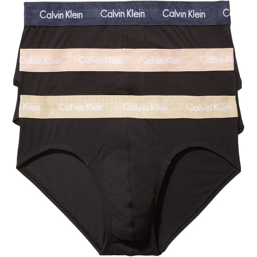 image:imageCalvin Klein Mens Cotton Stretch 3Pack BriefBlack Bodies W Shoreline  Clay  Travertine