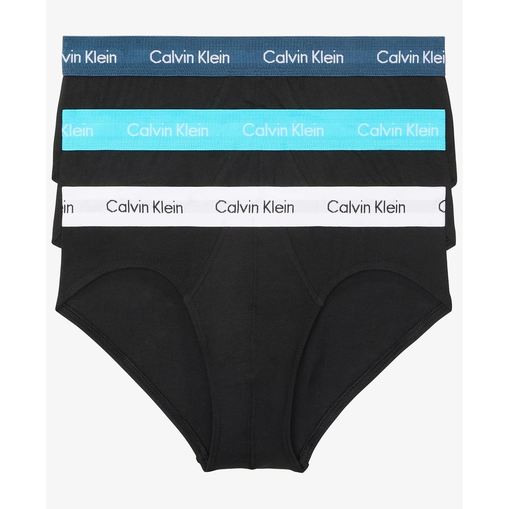 image:imageCalvin Klein Mens Cotton Stretch 3Pack BriefBlack Bodies W Spellbound  White  Blue Atoll Wb