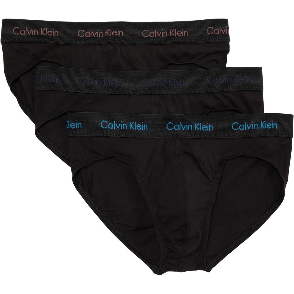 image:imageCalvin Klein Mens Cotton Stretch 3Pack BriefBlack W Capri Rose  Speakeasy  Vivid Blue Logos