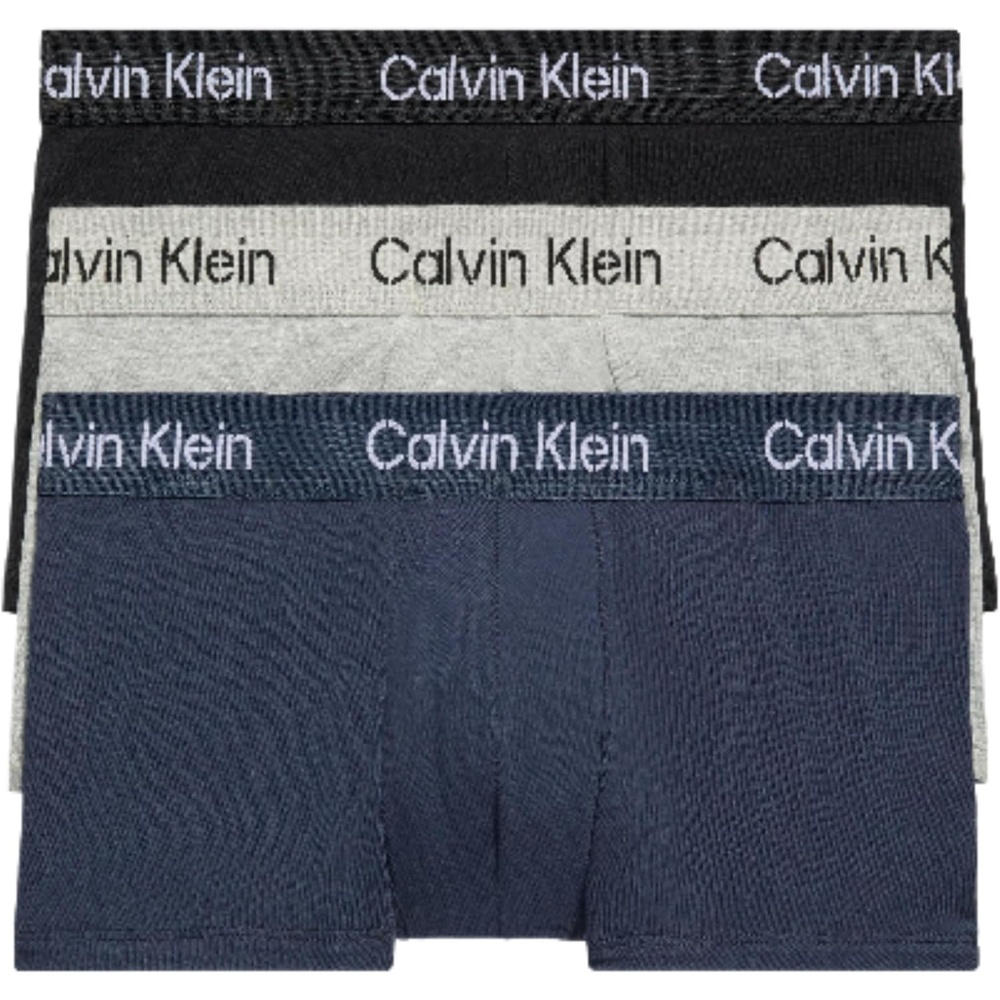 image:imageCalvin Klein Mens Cotton Stretch 3Pack Low Rise TrunksBlack Speakeasy Grey Heather