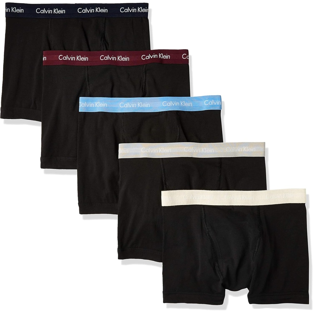 image:imageCalvin Klein Mens Cotton Stretch 3Pack Low Rise TrunksBlack BodyBlue BayShortlineJet GreyOatmeal HeatherRaisin Torte