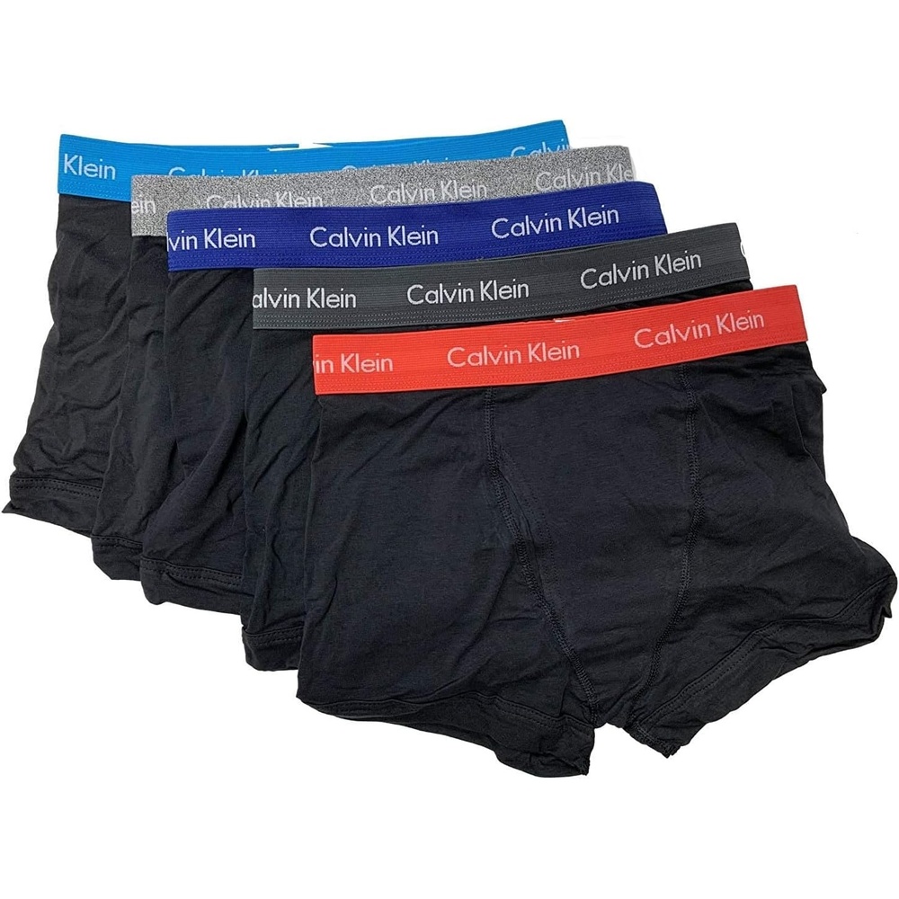 image:imageCalvin Klein Mens Cotton Stretch 3Pack Low Rise TrunksBlack BodyWildflowerVoidMiddle Ground HeatherBlue Topaz