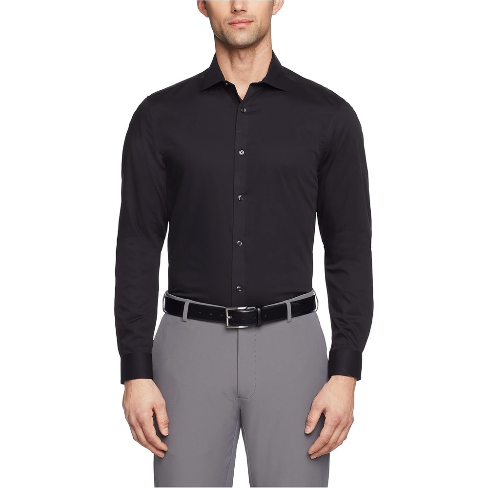 image:imageCalvin Klein Mens Dress Shirt Customize Your Own Shirt SolidBlack