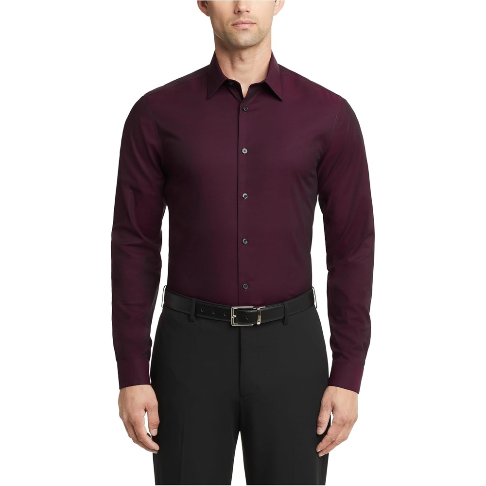 image:imageCalvin Klein Mens Dress Shirt Customize Your Own Shirt SolidBordeaux