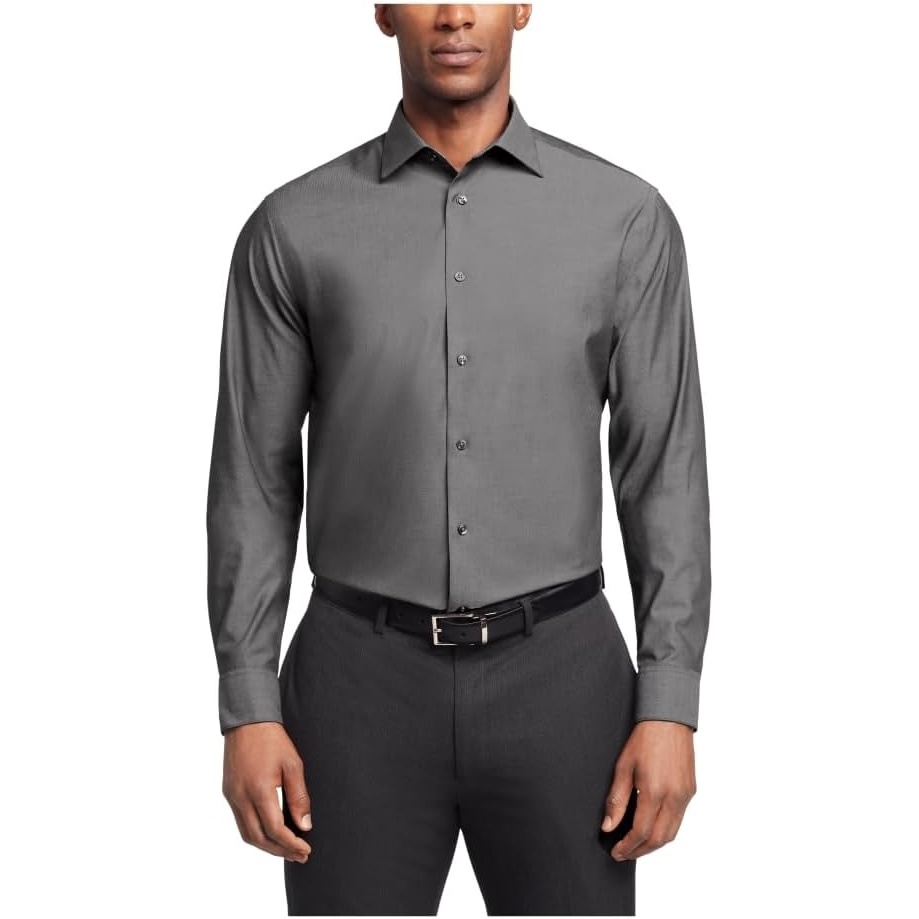 image:imageCalvin Klein Mens Dress Shirt Customize Your Own Shirt SolidCarbon