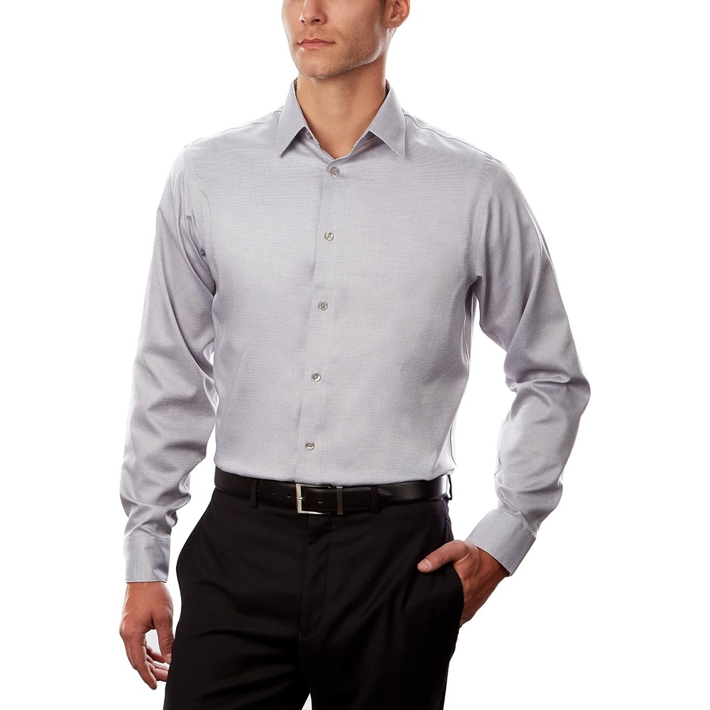 image:imageCalvin Klein Mens Dress Shirt Regular Fit Non Iron Stretch SolidAsh
