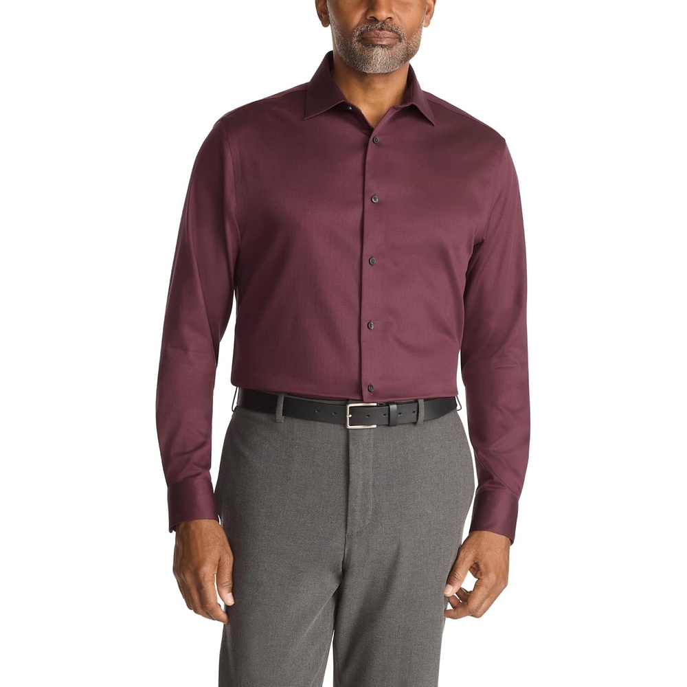 image:imageCalvin Klein Mens Dress Shirt Regular Fit Non Iron Stretch SolidBordeaux