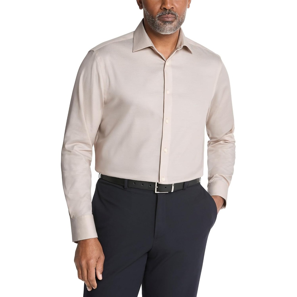 image:imageCalvin Klein Mens Dress Shirt Regular Fit Non Iron Stretch SolidSand Stone
