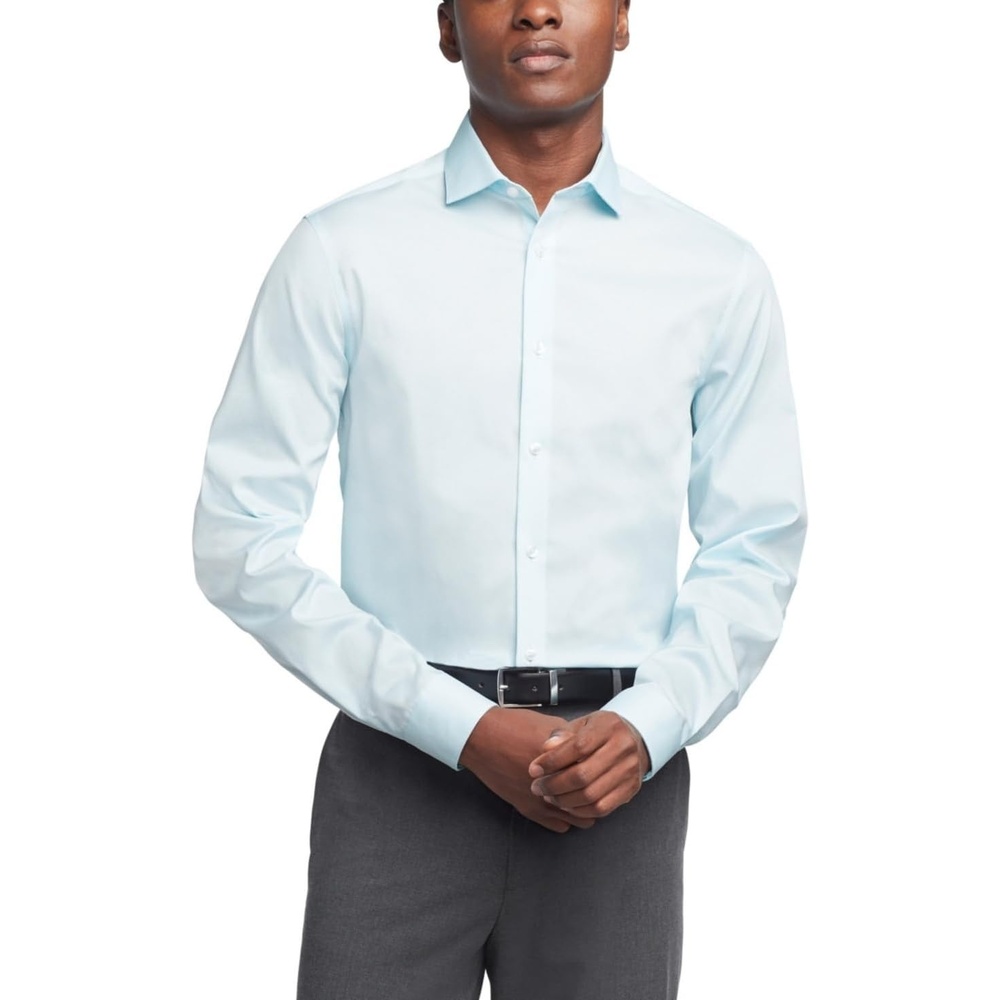 image:imageCalvin Klein Mens Dress Shirt Slim Fit Non Iron Stretch SolidMint Julip