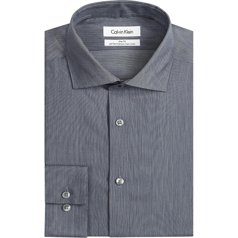 image:imageCalvin Klein Mens Dress Shirts Slim Fit Non Iron SolidOnyx