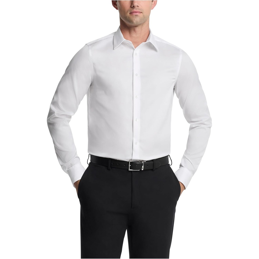 image:imageCalvin Klein Mens Dress Shirts Slim Fit Non Iron SolidWhite