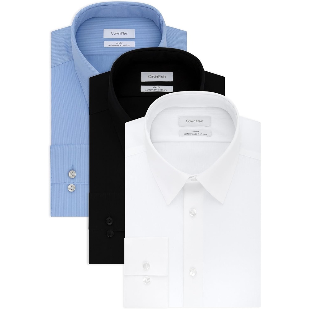 image:imageCalvin Klein Mens Dress Shirts Slim Fit Non Iron SolidWhiteMistBlack