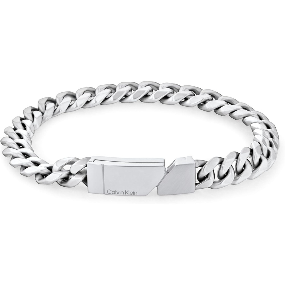 image:imageCalvin Klein Mens Electric Bracelet Brushed ID Tag with Asymmetric Cutout and Sizeable Magnetic Closure  Premium Fashion for Everyday Wear  Gift for HimSilver