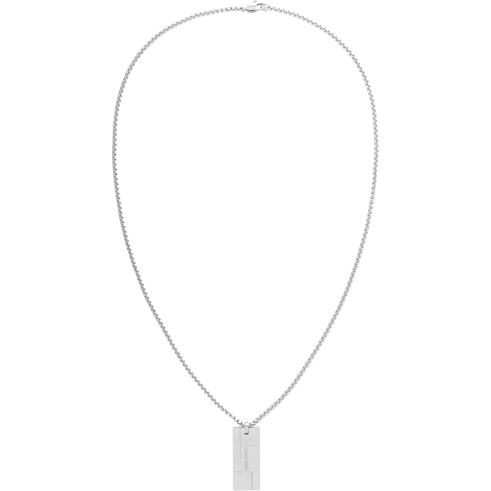 image:imageCalvin Klein Mens Grid Pendant Necklace Stainless Steel Dog Tag  Modern Statement Accessory  Gift for HimSilver