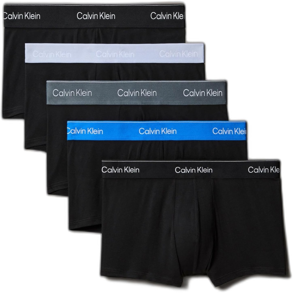 image:imageCalvin Klein Mens Icon Cotton Stretch 5pack Low Rise TrunkBlack Bodies W Black  Royalty  Casual Blue  Turbulence  Black Wbs
