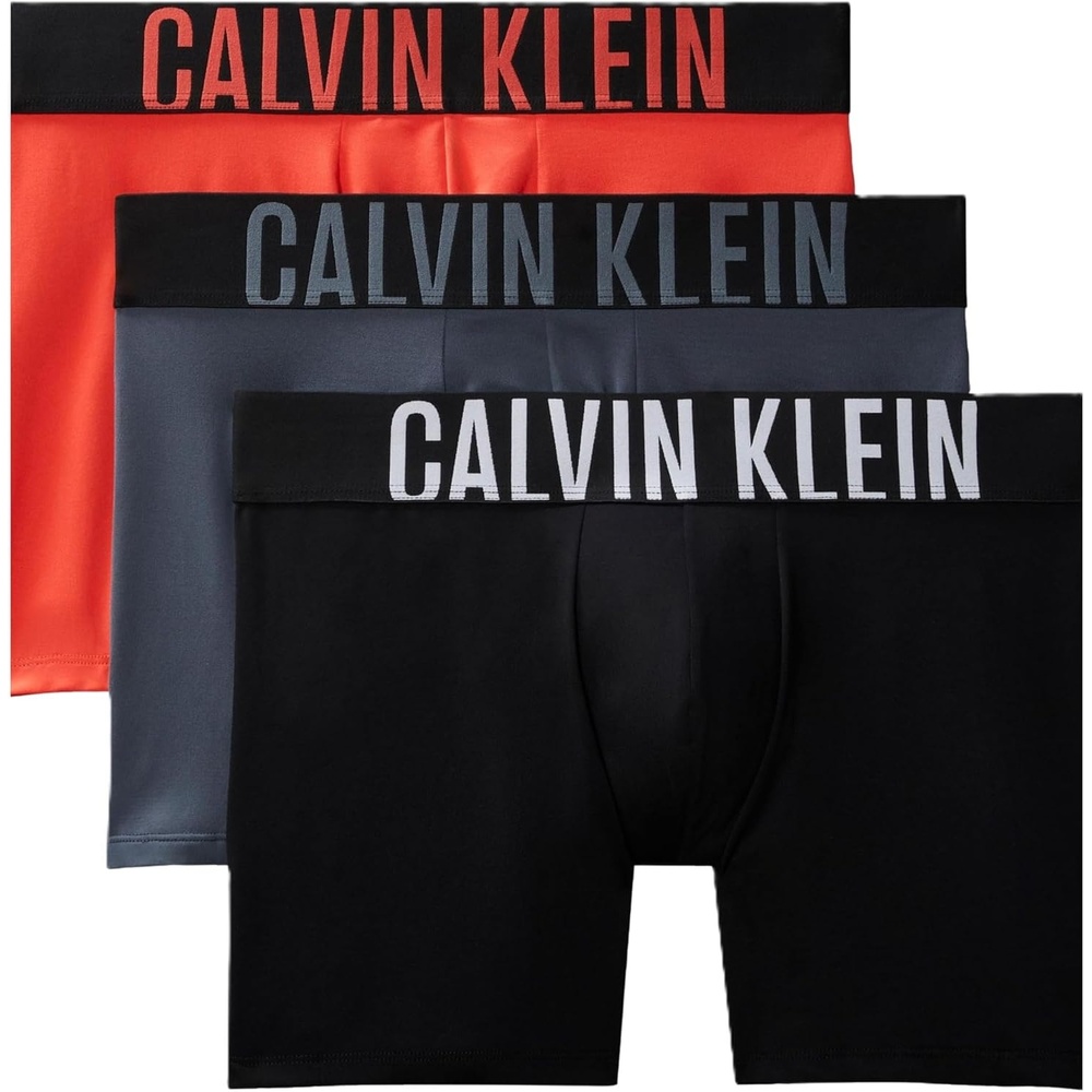 image:imageCalvin Klein Mens Intense Power 3pack Boxer BriefBlack  Turbulence  Vermillion Brown