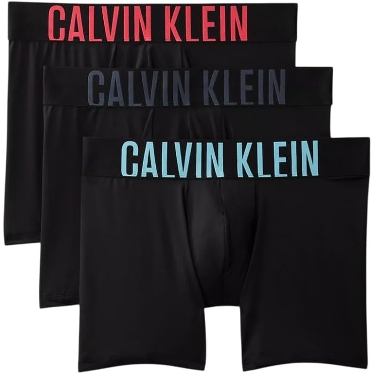 image:imageCalvin Klein Mens Intense Power 3pack Boxer BriefBlack Bodies W Ombre Blue  Chilly Blue  Punch Pink Logos