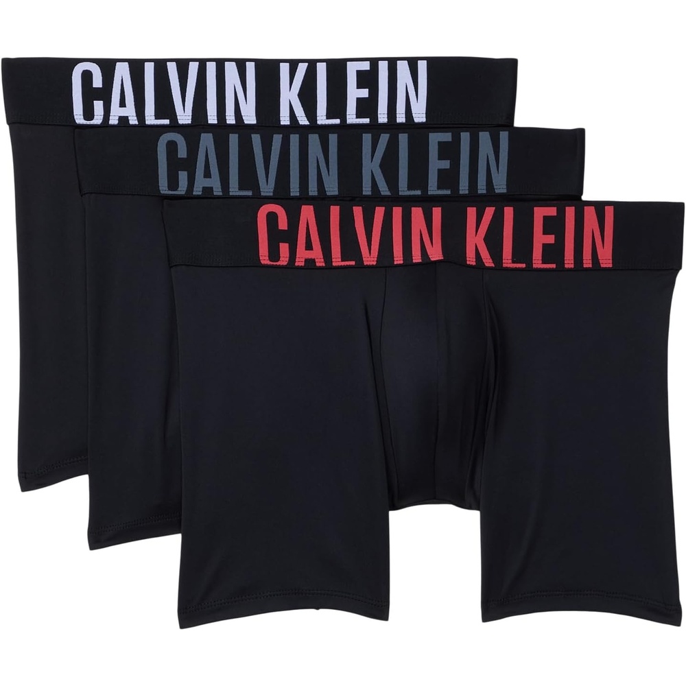 image:imageCalvin Klein Mens Intense Power 3pack Boxer BriefBlack Bodies W White  Turbulence  Vermillion Brown Logos