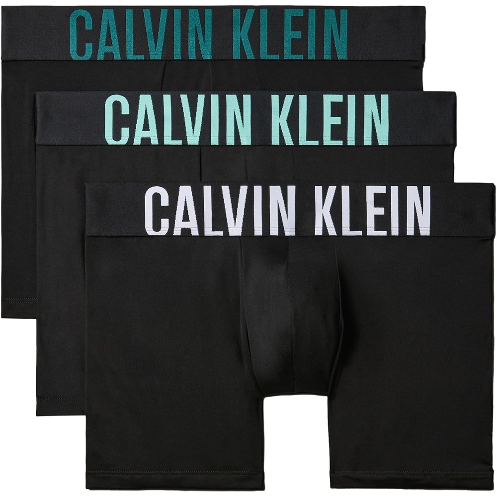 image:imageCalvin Klein Mens Intense Power 3pack Boxer BriefBlack Bodies W WhiteTickled GreenMediterranea Logos