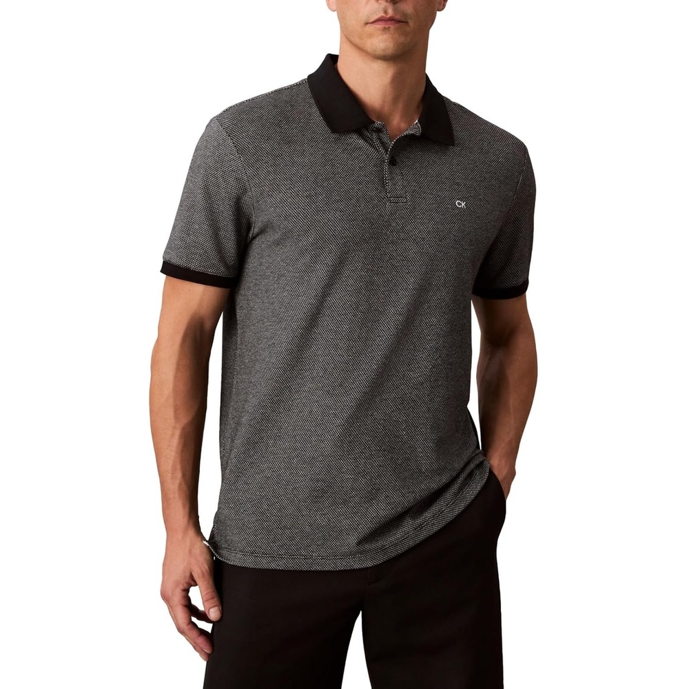 image:imageCalvin Klein Mens Jacquard Refined PoloBlack Beauty