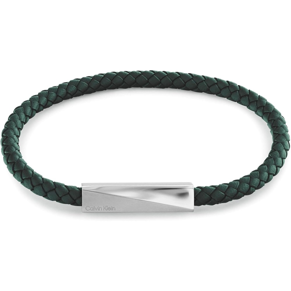 image:imageCalvin Klein Mens Jewelry  Iconic ID Black Leather Bracelet  Modern Elegance  Premium Fashion for Everyday Wear  Gift for HimDark Green