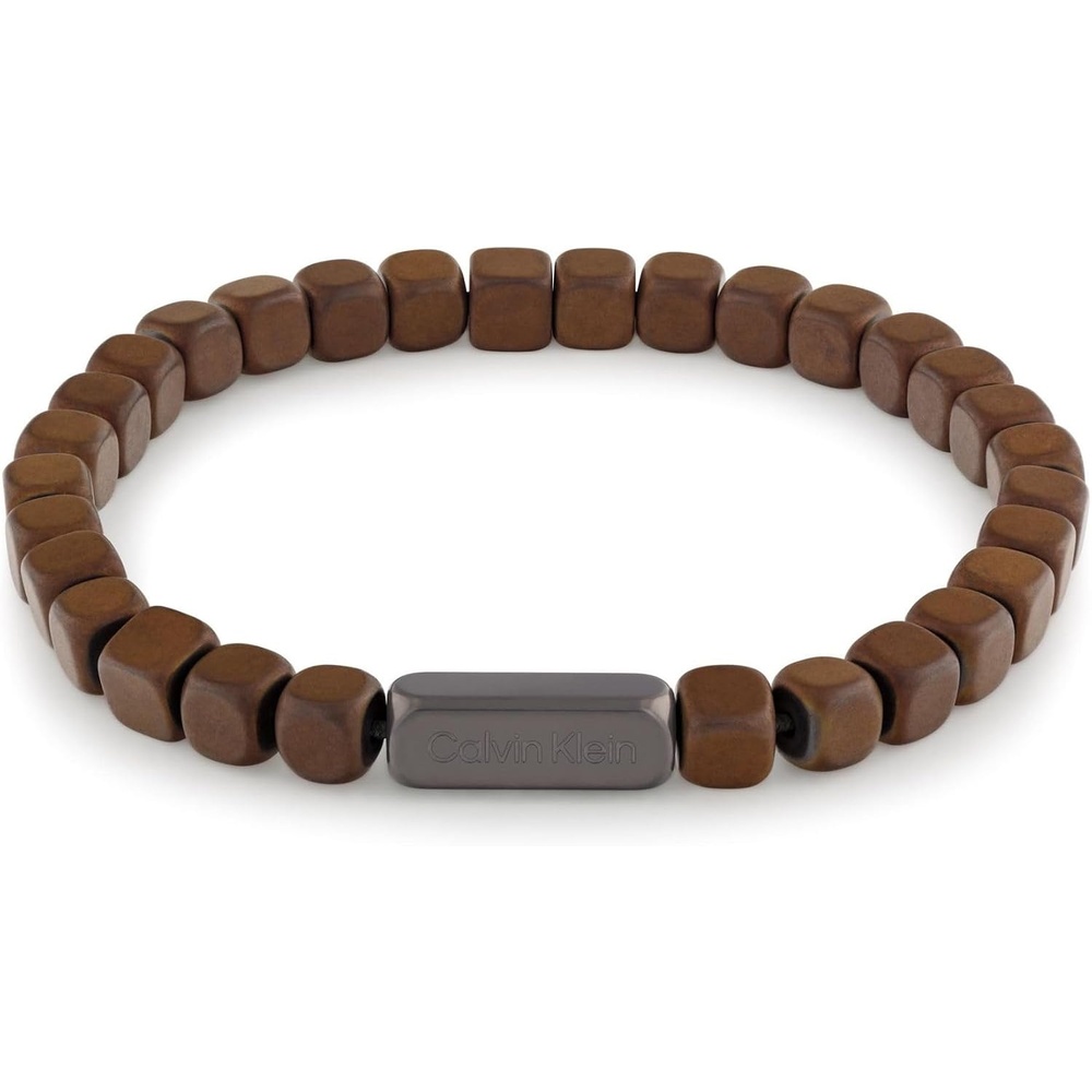image:imageCalvin Klein Mens Jewelry  Square Hematite Beaded Bracelet  Adjustable and Comfortable  Fashion Statement for Everyday Wear  Gift for HimBrown Matte