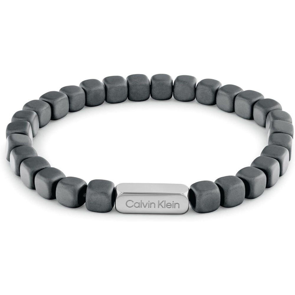 image:imageCalvin Klein Mens Jewelry  Square Hematite Beaded Bracelet  Adjustable and Comfortable  Fashion Statement for Everyday Wear  Gift for HimGrey Matte
