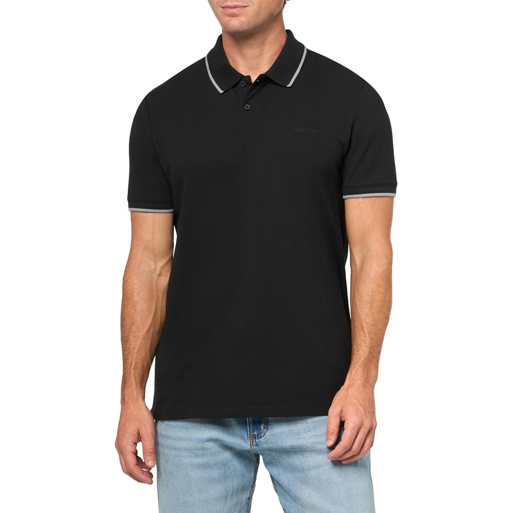 image:imageCalvin Klein Mens Liquid Touch Polo Stripe with UV ProtectionBlack Beauty