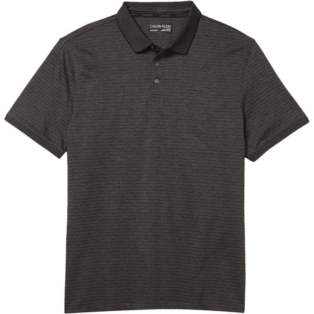 image:imageCalvin Klein Mens Liquid Touch Polo Stripe with UV ProtectionBlack Herringbone
