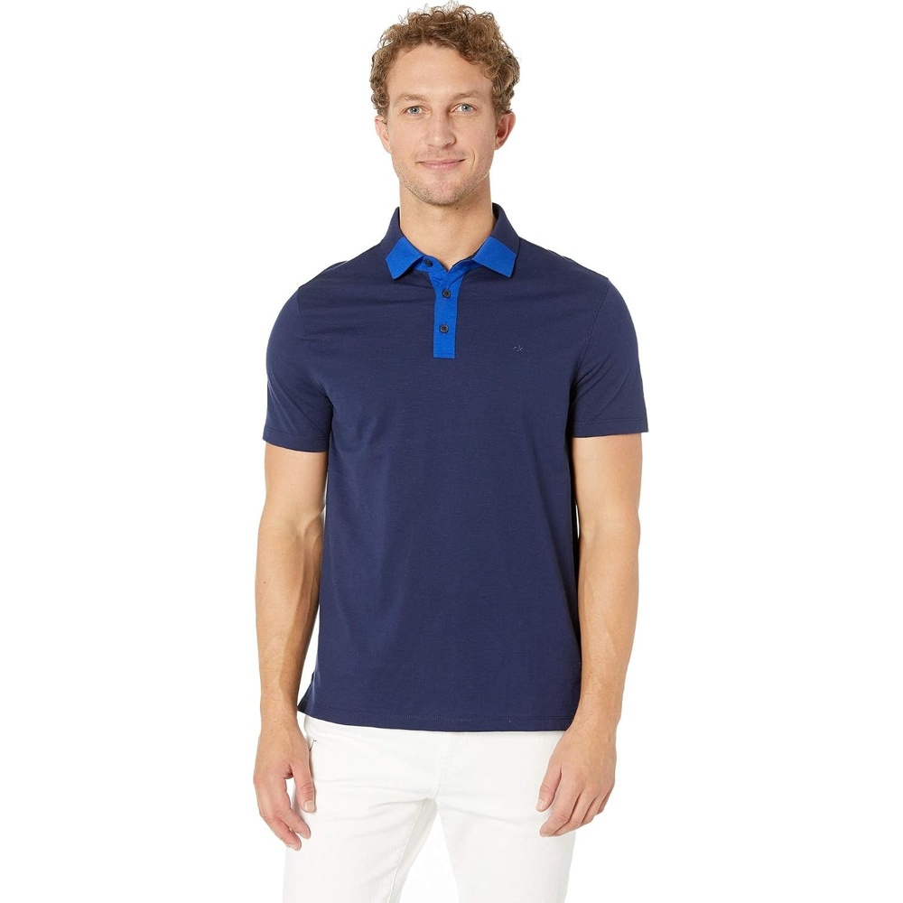image:imageCalvin Klein Mens Liquid Touch Polo Stripe with UV ProtectionBlackened Indigo