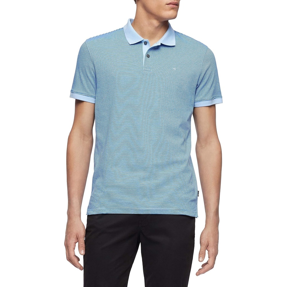 image:imageCalvin Klein Mens Liquid Touch Polo Stripe with UV ProtectionBlue Cantrell Summer