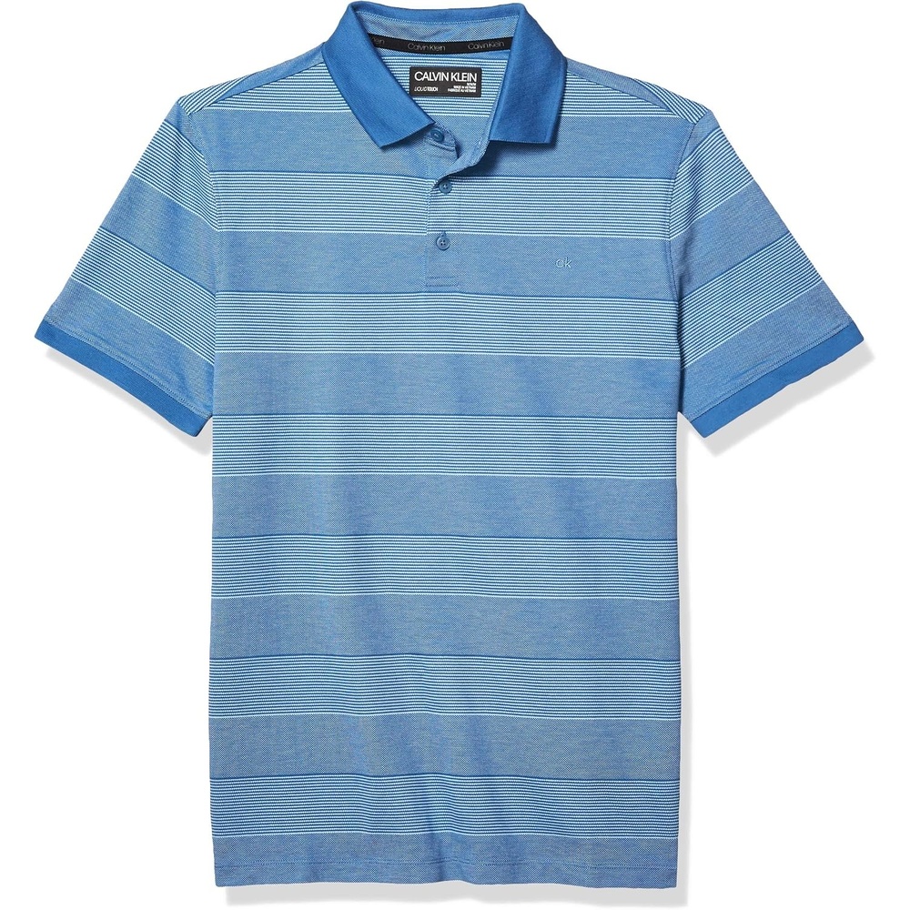 image:imageCalvin Klein Mens Liquid Touch Polo Stripe with UV ProtectionBlue Cantrell Tipped
