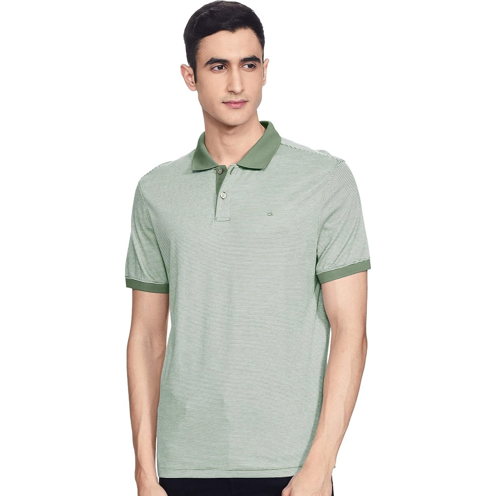 image:imageCalvin Klein Mens Liquid Touch Polo Stripe with UV ProtectionBright Moss Summer