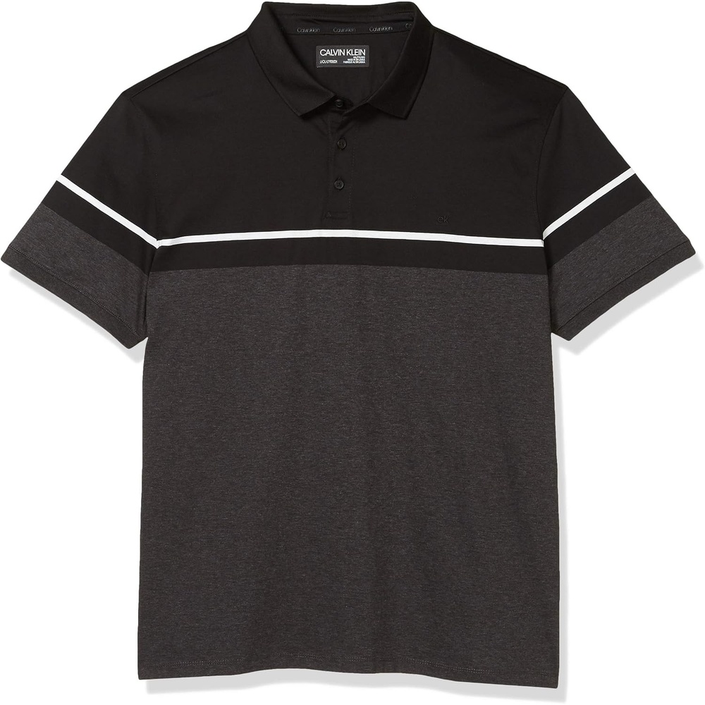 image:imageCalvin Klein Mens Liquid Touch Polo Stripe with UV ProtectionHeather Spring Gunmetal Combo