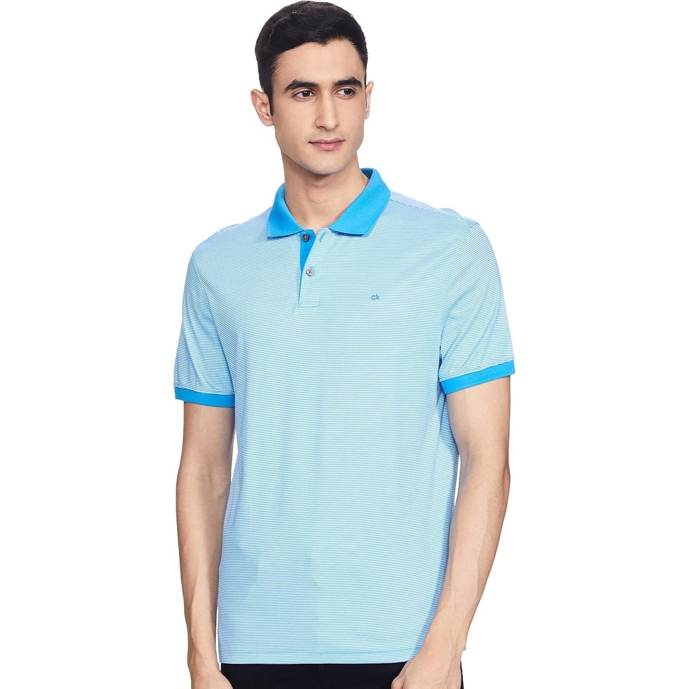 image:imageCalvin Klein Mens Liquid Touch Polo Stripe with UV ProtectionMalibu Blue Stripe