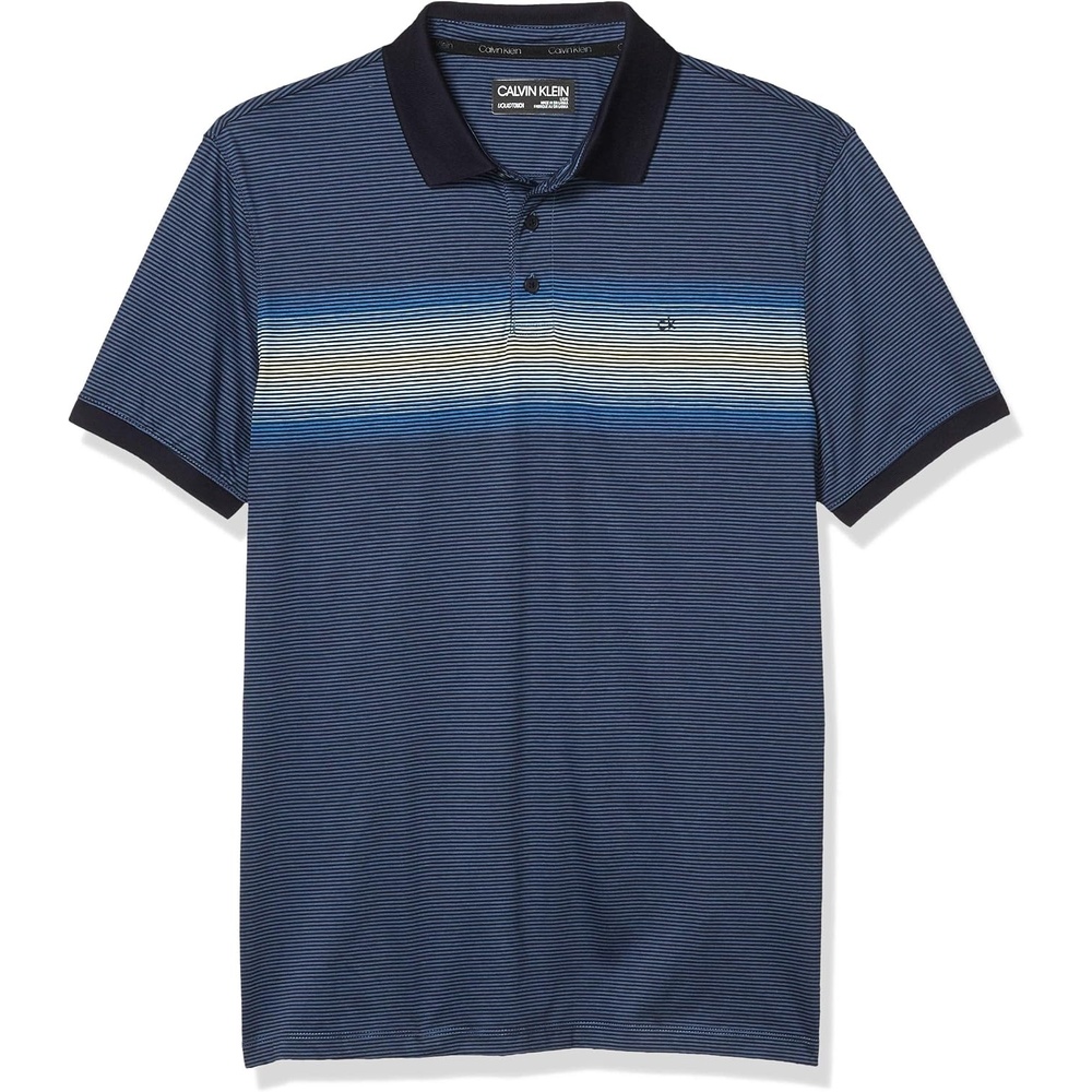 image:imageCalvin Klein Mens Liquid Touch Polo Stripe with UV ProtectionNight Sky Combo Middle Stripes