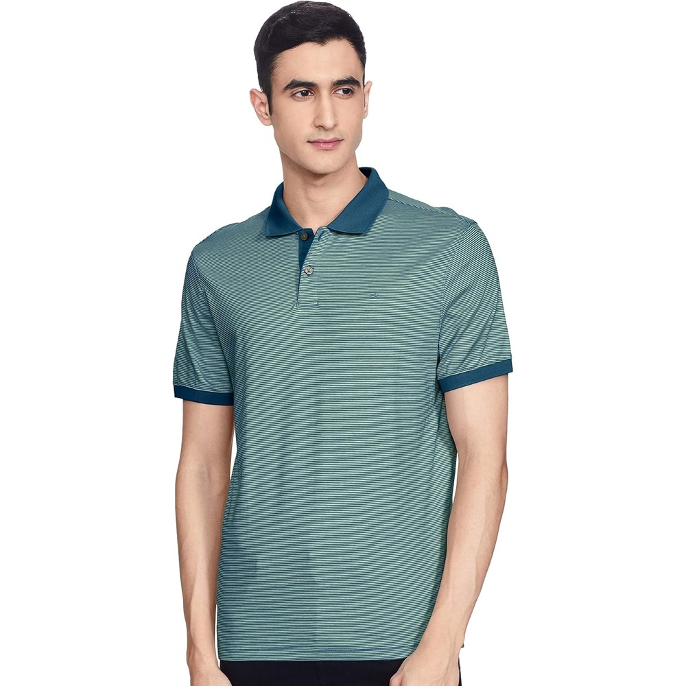 image:imageCalvin Klein Mens Liquid Touch Polo Stripe with UV ProtectionSummer Majolica Blue