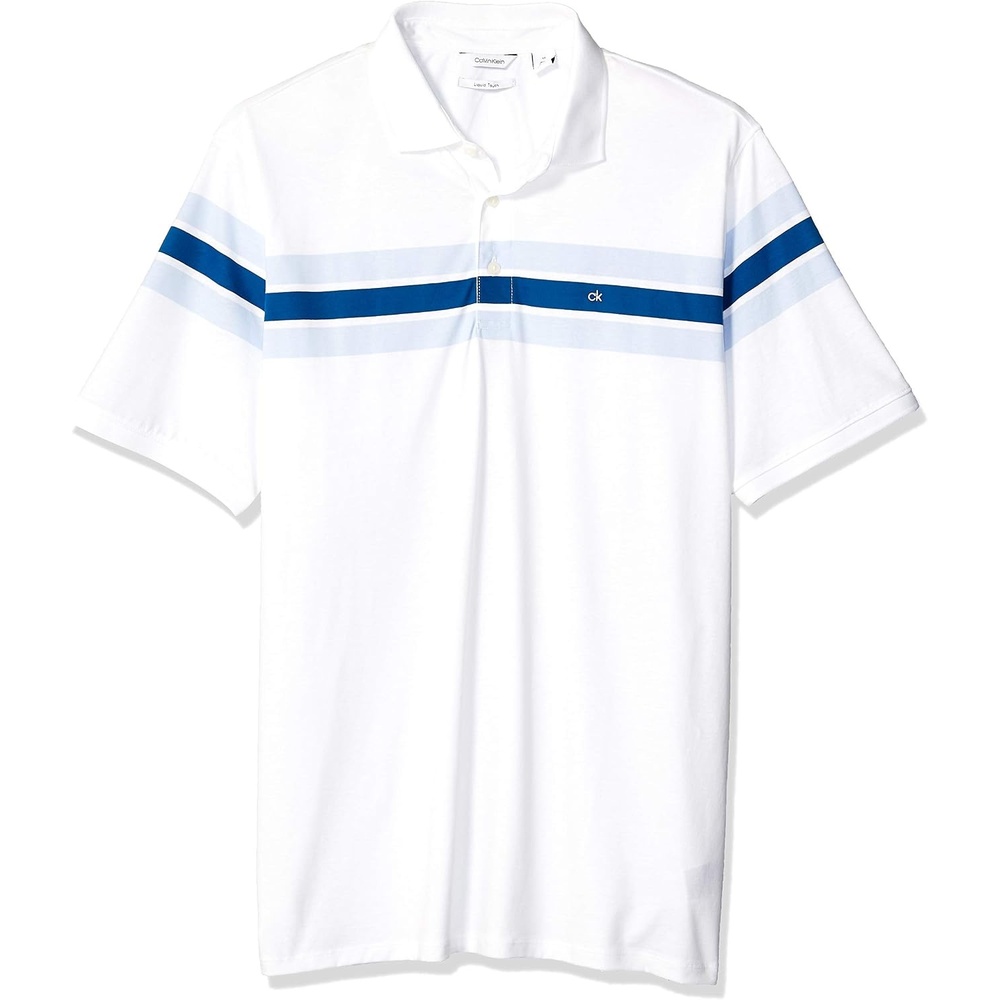 image:imageCalvin Klein Mens Liquid Touch Polo Stripe with UV ProtectionWhite Combo